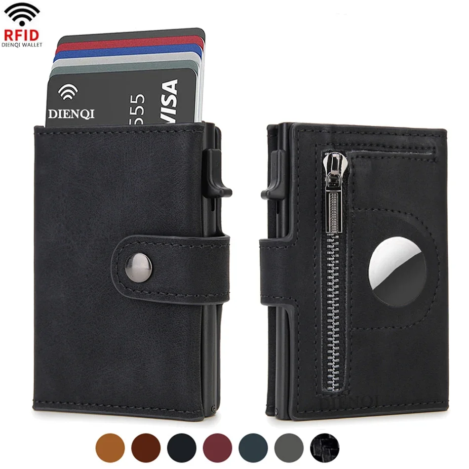 Index Card Holder - Rfid кожаные мужские кошельки Airtag Роскошные
